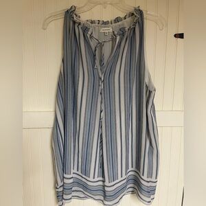 Max Studio Sleeveless Blouse with Blue and White Stripes